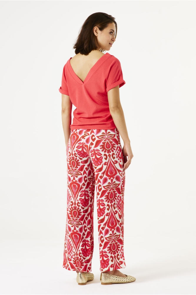 BROEK MET PRINT E50312 3979 RUBY RED